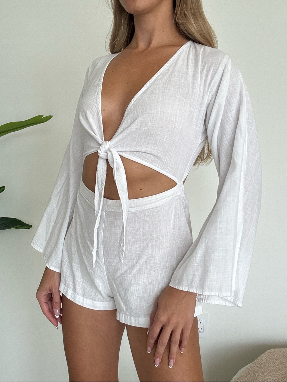 Lovers and Friends White Tie-Front Romper